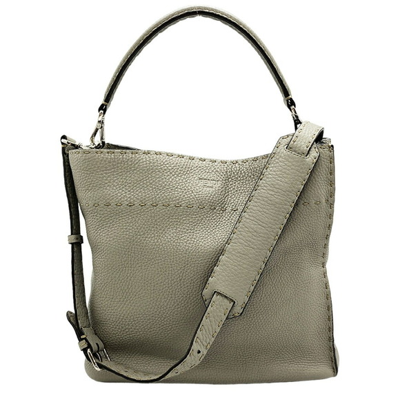 FENDI Gray Leather Shoulder Bag - Picture 1 of 10